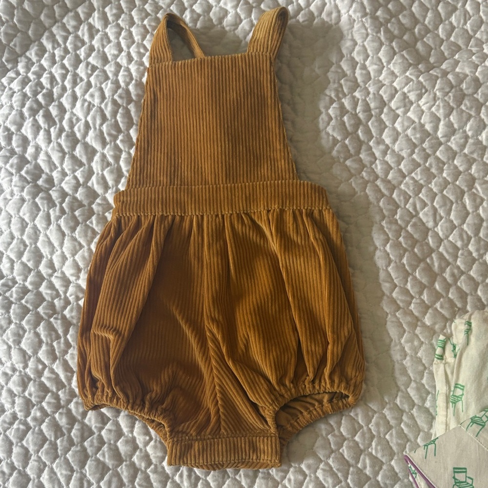 Jacadi Corduroy Bubble Overalls in Mustard